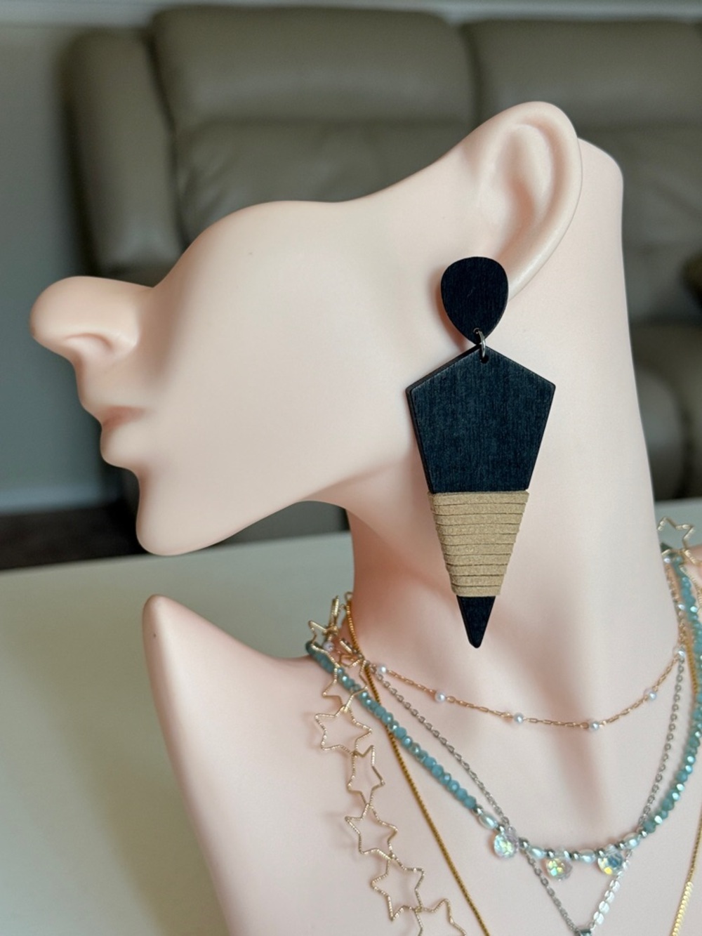 Black and Gold Art Deco Drop Earrings